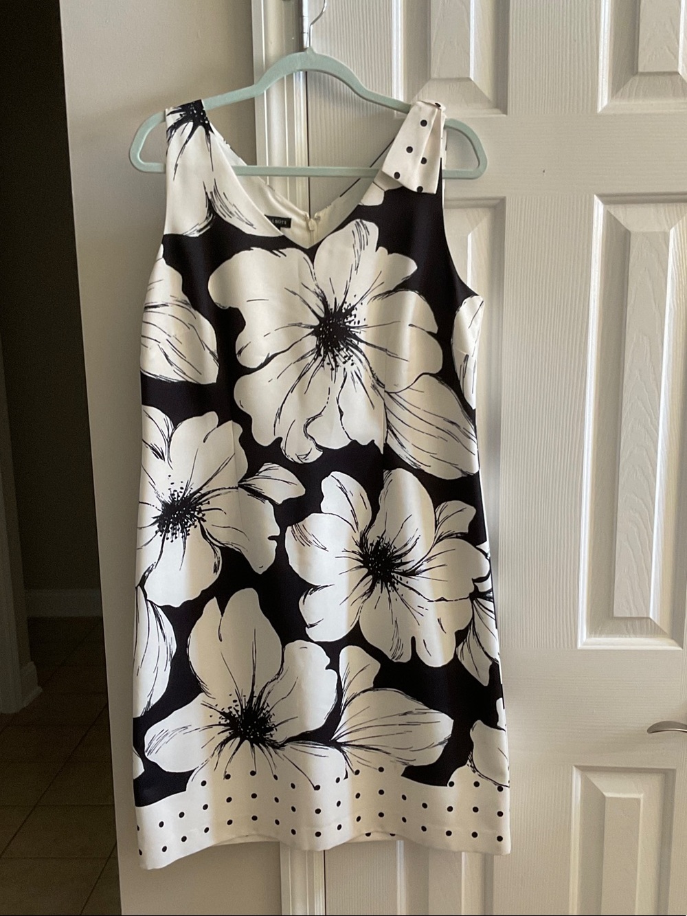 Talbots Black and White Floral Mini Dress, NWT, 10